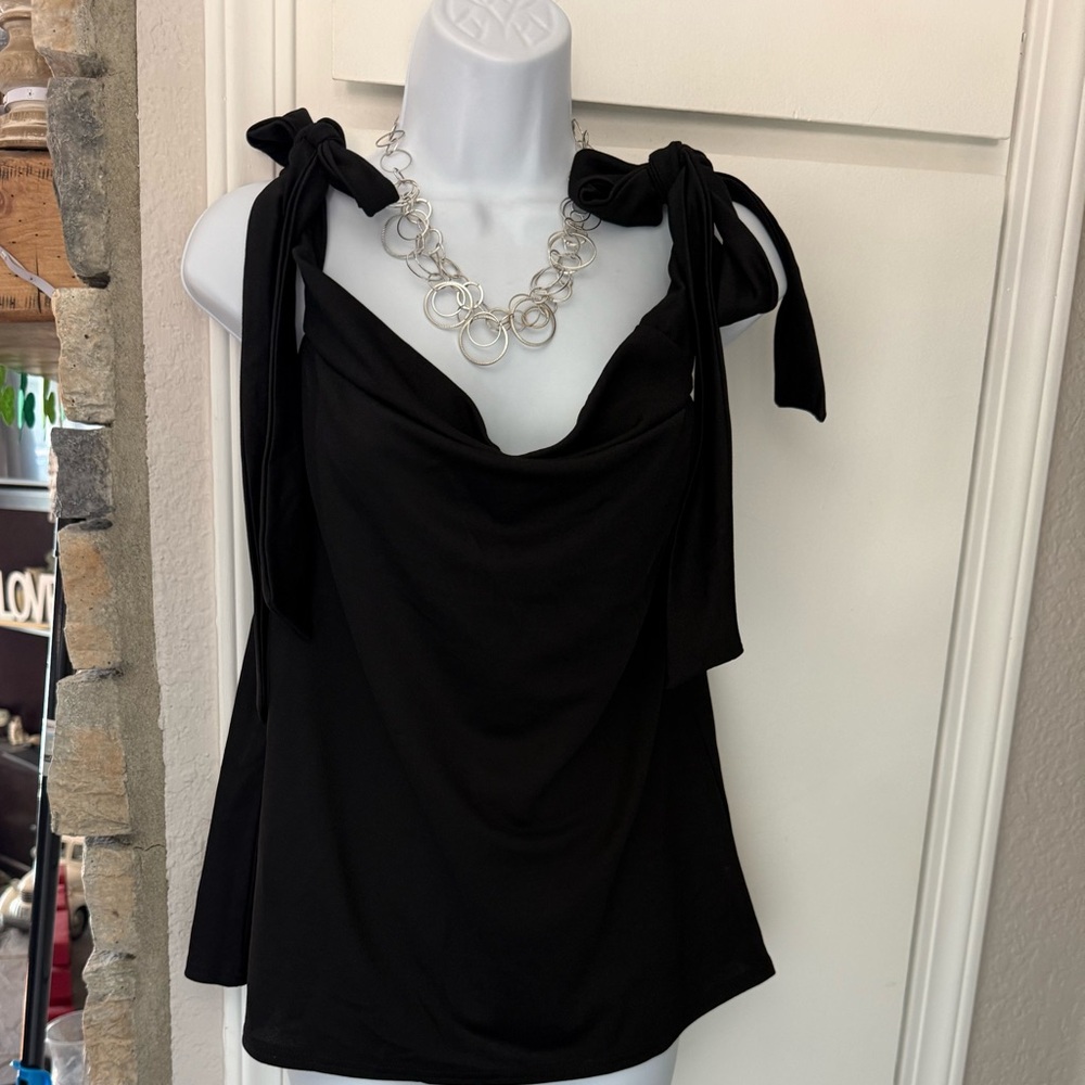 Boohoo Black Asymmetrical Tie Front Camisole. #12